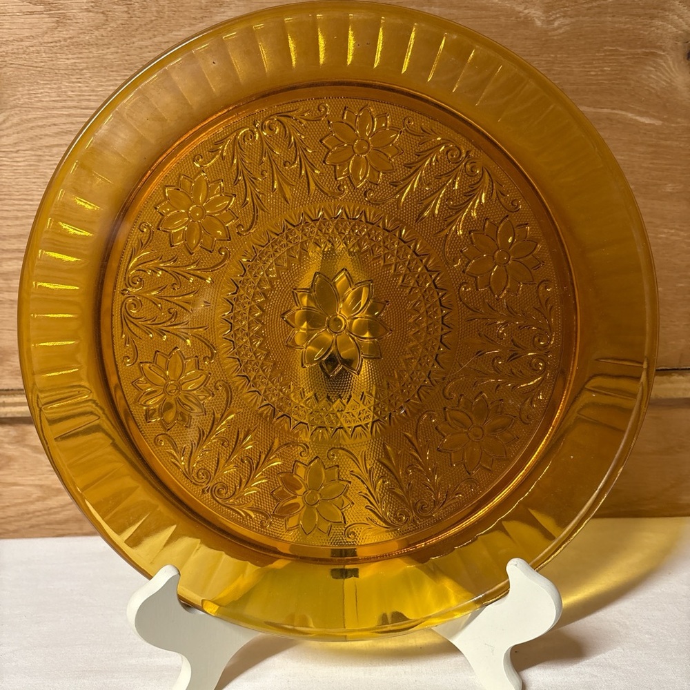 Vintage Tiara Amber Glass Plate